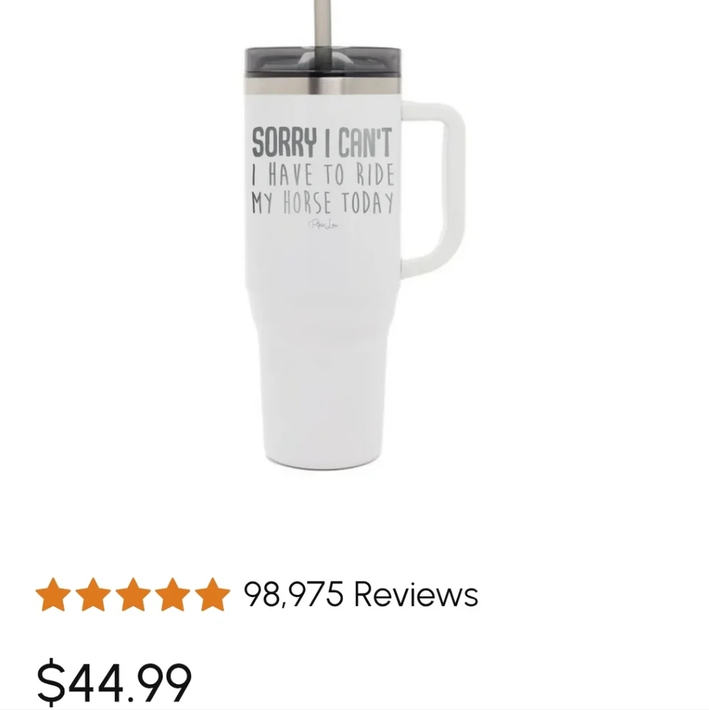 NIB 40oz Insulated Tumbler With Handle Drink Thru Straw or Sip Lid